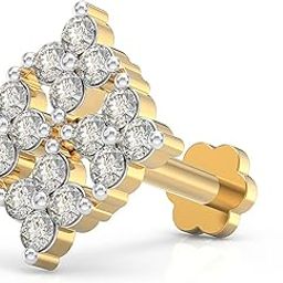 925 Sterling Silver 18K Gold Plated Diamond Cluster Nose Pin for Women and Girls | With Certificate of Authenticity and 925 Stamp-34