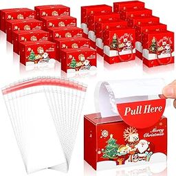 Resholder 9 Pcs Christmas Money Dispenser and 9 Pcs Gift Bag Set Christmas Cash Gift Boxes with 200 Transparent Bill Holders for Gifting Money Kids Christmas Party (Santa Claus)-image-3