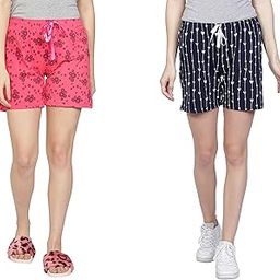 Womens 100% Organic Cotton Printed Regular Shorts - Pack of 2 (Multicolor)-image-48