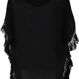 CALANDIS™ Women Beach Swimwear Bikini Cover Up Wrap Tassels Beachwear Dress M Black | Swimwear | Womens Clothing-19
