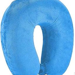 MELVIS Premium Fabric Neck Pillow, Unisex U-Shaped Micro Fibre Soft Cushions Comfortable Head Rest Neck Rest Pillow For Travel, Car, Train, Flight, Bus, Neck Travel Pillow Multipurpose, Sky Blue-2