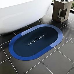 Cortina Premium Silicon Floor Mat, Bath Mat, Doormat, Bathroom Carpet, Cushion Mat Super Absorbent Soft Carpet, Quick Dry Dirt Barrier for Home, Office, (60x40), Blue, Oval-image-37