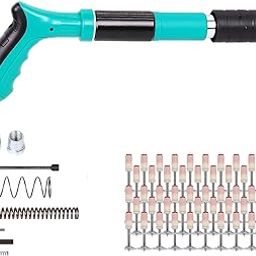 V TRIVYOM 5 Gears Manual Steel Nails Gun Tool with 50 Round Nails, Concrete Nail Gun Rivet Tool Portable Manual Silencing Wall Nail Gun for Cement Wall, Household, Meatalworking-62