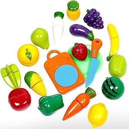 Kids Mandi Slice & Play Fruit and Vegetable Set | Interactive Pretend Play Toy with Realistic Sliceable Fruits and Vegetables | Cutting Food for Kids - 18pcs-13