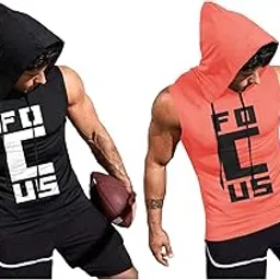 jump cuts || Mens || Hooded Neck || Sleeveless || Printed || Polyester || GymFit Vest-picture-25