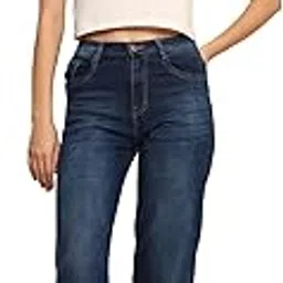 zayla Women's High-Rise Baggy Jeans I Denim Boyfriend Style Wide Leg Stretchable Flared Straight Pant I Clean Look Solid Relaxed Fit I for Office Party Home Girls-picture-15