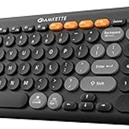 Amkette Optimus Bluetooth XL 4 in 1 Wireless Keyboard/Bluetooth Keyboard | 2.4GHz + 3X BT Connectivity | Full-Size Ergonomic Design | Multi-OS Compatible | Retro Pop Silent Membrane Keys (Black)-image-82