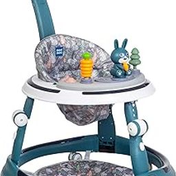 Mee Mee Premium Baby Walker 7 Level Adjustable Height, Foot Mat & Musical Activity Tray High Backrest Cushioned Support - 360° Rotational - 6 Months to 2 Years - 15kg (Blue)-15
