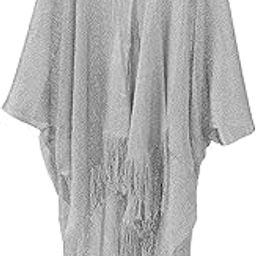 Women Cover Ups Kimono Cardigan Lightweight Flowy Swimsuits Wrap Top Silver-image-34
