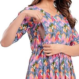 JAIPURFAME Stylish Women's Pure Cotton All Over Printed Kurti Gown, Maternity Dress, and Feeding Dress – Comfortable and Elegant Maternity Wear for Women-image-71