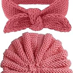 Bembika Beanie with Headband for Baby Girl Hair Accessories for Girls Baby Headband (Peach)-24