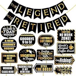 Party Propz Retirement Party Decorations - 16Pcs Happy Retirement Decoration for Men | The Legend Has Retired Banner (Cardstock) | Retirement Party Props | Retirement Party Decorations for Dad,Mom-25