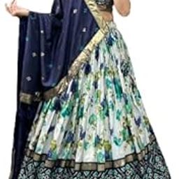 Women,s Tussar Silk With NEW Leheriya And Foil Print Lehenga choli Set-45