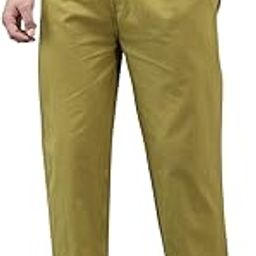 Men's Cotton Blend Solid Trouser Pants with Drawstring Waistband | Elasticated Waist | Relaxed Fit | Casual with Side and Back Pockets, Olive Green-image-72