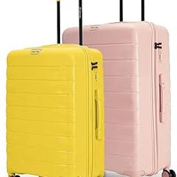 Vienna Hard-Sided Polypropylene Luggage Set of 2 | 65cm & 75cm | 8 Wheels Medium & Large Trolley Bag for Travel | Suitcase (Mustard, Peach)-image-1