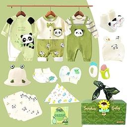 Little Surprise Box 21 Pcs Green Panda Birthday Gift Hamper with Gift Box – Unisex Newborn Essentials Set for Baby Shower or Birthday-image-25
