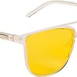 UV Protected Rectangular Unisex Sunglasses - (BF82008MG3341Z | Yellow Lens | Clear Frame)-1
