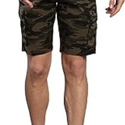 Mens Grey Slim Fit Mid Rise Casual Cotton Cargo Shorts-image-17