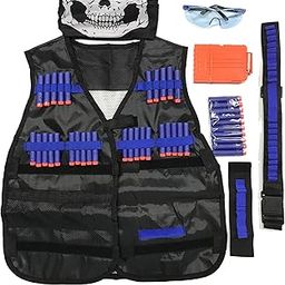 HASTHIP Tactical Vest Kit Compatible With Nerf Guns N-Strike Elite Series Protective Glasses -Blue (1Set), Kid-4