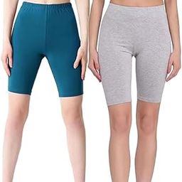 Anti-Chafing Boyshorts Women Shorties | Stretchable Skin Fit Shorts Tights | Cotton Slip Biker Shorts Under Dresses Underwear for Women & Girls High Waist Women's Shorts - (Pack of 2)-image-16