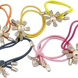 Knotted Elastic Pearls Hair Ties Rubber Band Ponytail Holder for Girls/Kids/Women (2 Pearls Multi Layers Rubber bands)(Minimum Order Qty-Pack of 6)-image-49
