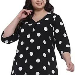 amydus Women's Plus Size V-Neck Woven Top | 3/4th Sleeve Casual Blouse for Curvy Women-picture-7
