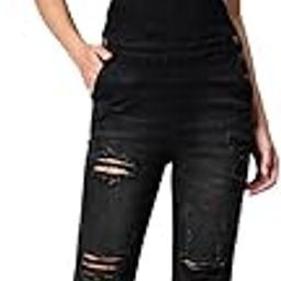 Womens Black Denim Distressed Washed Dungaree | Black Dungaree for Women Stylish Western | Denim Dungaree Black-20