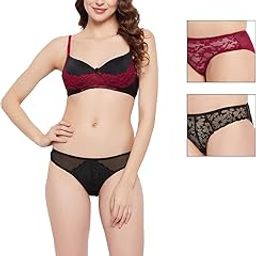Women's Pack of 3 Lace Low Waist Outer Elastic Bikini Panty in Multicolor-image-83