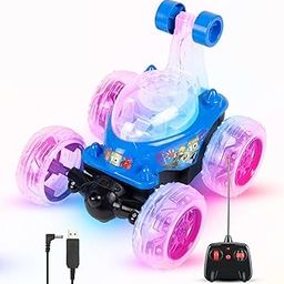 KID KRAZE® Remote Control Stunt Car with LED Lights, 360-Degree Flips and Spins, Rechargeable RC Toy (Blue)-image-51
