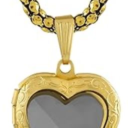 Heart Shaped Photo Locket Pendant Necklace, Gold Plated Mirror Finish, Openable Design pendant for men women(ACPC0202A)-74