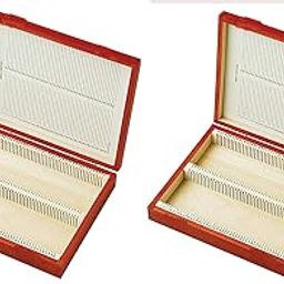 Labworld slide box 100 slides pack of 2 with index holder prepared microscope slides,side box plastic-11