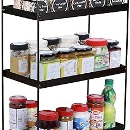 Erios 3-Tier Metal Storage Rack, Countertop Organiser Stand for Kitchen and Bathroom, Black, 32x 18 x 40 cm-image-59