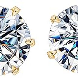 925 Silver Solitaire Stud Earrings in Gold Finish | 92.5 Sterling Silver & Round Brilliant Cubic Zirconia Tops for Men Women Boys & Girls-image-12
