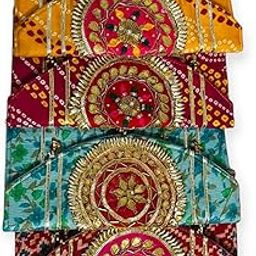 Handmade Wedding Women Hand Bag For Gifts II Potli Zipper Bags II Girls Handbag II Girls Side Bads II Ladies Purse II Mehandi Haldi for Girls (Set of 5)-image-67