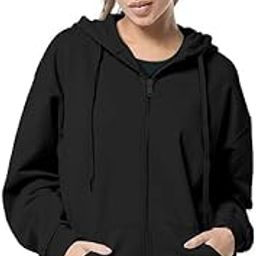 Women's Cute Hoodies Teen Girl Winter Jacket Sweatshirts Casual Drawstring Clothes Zip Up Hoodie with Pocket (in, Alpha, Regular, Black)-image-50