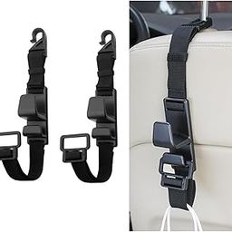 STHIRA® Car Bag Hooks for Headrest Posts, Dual Hook Design, Free Hanging Nylon Strap Bag Hooks for Backseat, 6kg Loading Capacity, Space Saving Car Headrest Hooks for Bags, Accessories, Pack of 2-image-12