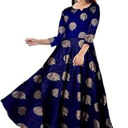 Women's Printed Rayon Full Sleeves Regular Anarkali Maxi Gown for Girl/Women/Ladies (Free Size Upto XXL)-image-6