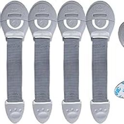 Kids Station Baby Safety Nylon Drawer Locks - Strong and Adhesive Child/Toddler/Infants Safety Locks for Drawers, Cabinets, Fridge and Cupboard - Baby Proofing Product - Pack of 6 (Grey)-image-23
