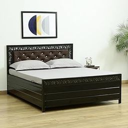 Royal Interiors Carbin Metal King Size Bed With Storage | Wrought Iron King Size Cot With Hydraulic Storage| Double Bed King Size For Bedroom With Headboard & Footboard Without Mattress (75X72), Black-image-5