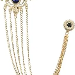 adorn 5 Layers Floral Chain Brooch with Glittering Rhinestone Sherwani/Kurta Brooch for Mens (PAB1940PR)-picture-28