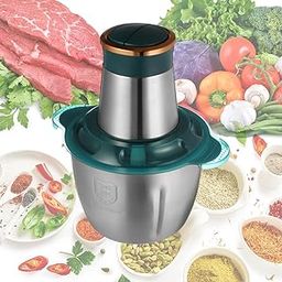opriQ Electric Food Chopper with 2-Speed Control | 2L SUS304 Stainless Steel Bowl | Meat & Vegetable Grinder | Powerful Motor | Multipurpose Mini Food Processor (Green)-image-4