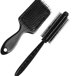 VEDETIC® Premium Collection 1 Paddle With 1 Round Hair Brush For Men & Women, Black, Professional Hair Styling Brush-10