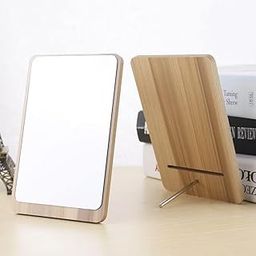 MEETDIP Wooden Mirror Adjustable Tabletop Desk Mirror Vanity Makeup Mirror, Bathroom Living Room Shave Makeup Mirror (1Ps/Wooden-Square)-image-20