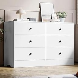 Chestify Furniture Solid MDF Wood Chest of Drawer with Drawers Storage Sideboard Cabinet with 6 Drawers Chest for Living Room & Bedroom (White, Bryce)-picture-0