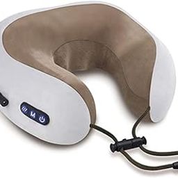 U-Shaped Neck Massage Pillow, Multifunction Electric Massage U-Shaped Pillow Neck Travel Massage Cushion, Relax At Home, Office, Car, Plane, USB Charging (Brown)-image-35