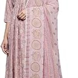 Pink Printed Silk Blend A-Line Kurta With Trousers & Dupatta-45