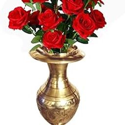 Denique Brass Handicraft Flower Vase/Flower Pot for Office and Home Decor with Indian Alluring Design and Nakarshi-image-4