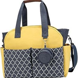 SAZ DEKOR® Multifunctional Baby Diaper Mummy Changing Bag Handbag for Diaper Keys Phone Blue Yellow|Baby Shower Gift Hamper|Baby Clothing Gift Combo|Baby Shower Props|-image-2