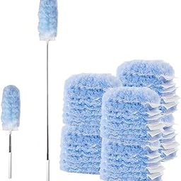 30 Pieces Fluffy Duster with 1 Extendable Handle, 360 Degree Disposable Duster Heads, Compatible with Flash Duster Dust Removal for Home, Office Cleaning, Handle Extends to 110cm-image-19