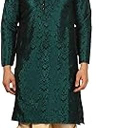 Mens Jacquard Silk Printed Kurta And Dhoti Pant-image-38